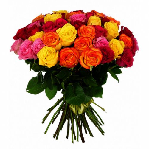 Купить с доставкой 41-ну разноцветную розу по Клинцам
